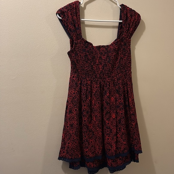 Free People mini dress - size small - Red and navy Patterned Dress - cap sleeve - Picture 6 of 7